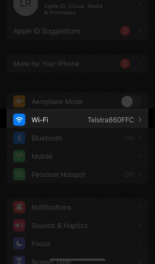 Настройки Wi‑Fi в iOS