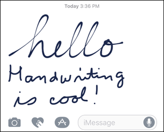 Получатель видит рукописное сообщение