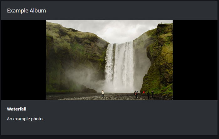 Интерфейс добавления заголовков и описаний к отдельным фотографиям в альбоме
