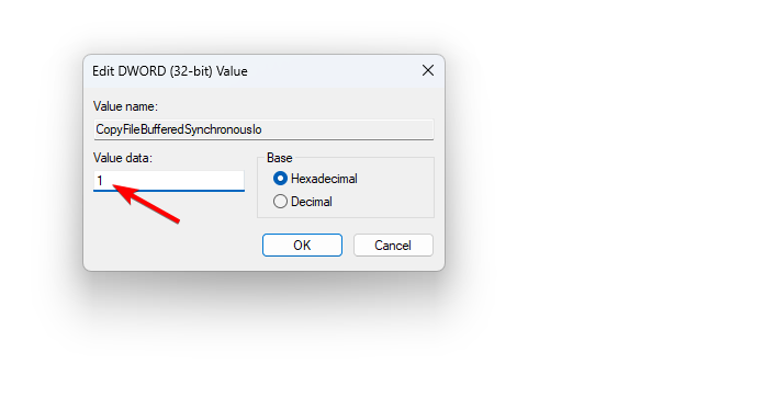 Установка значения 1 для CopyFileBufferedSynchronousIo