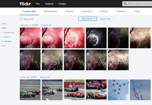 Скриншот интерфейса Flickr с примерами организации фото