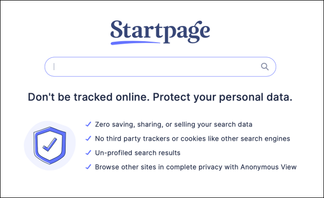 Главная страница Startpage, поиск без трекинга