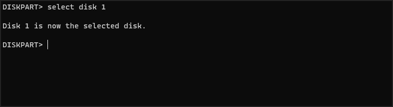 Выбор диска в diskpart