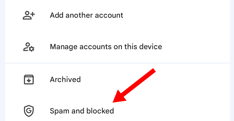 Вкладка «Спам и заблокированные» в приложении Сообщения