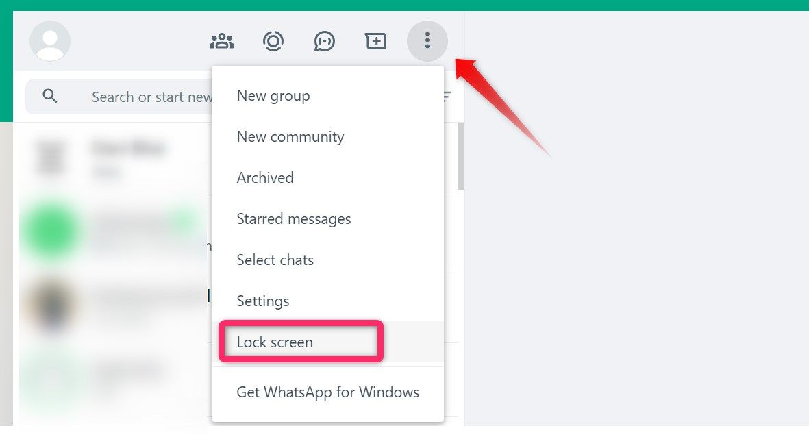 Manually locking screen on WhatsApp Web.