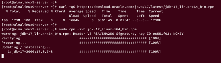 Установка Oracle JDK 17 — rpm установщик