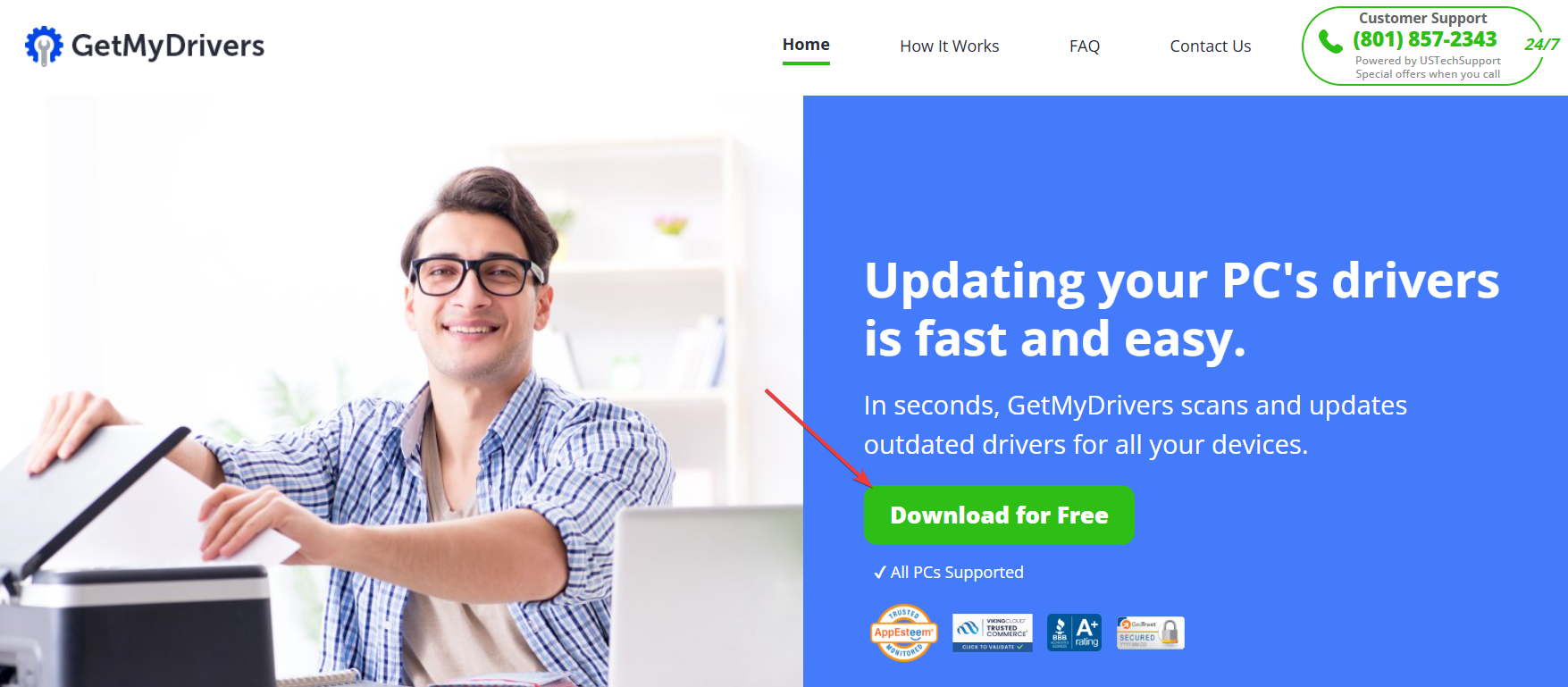 Скриншот страницы загрузки GetMyDrivers