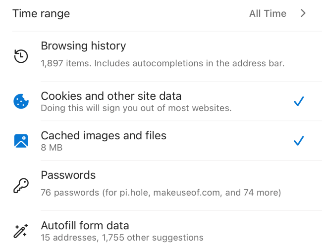 Выбор временного диапазона и элементов в Edge