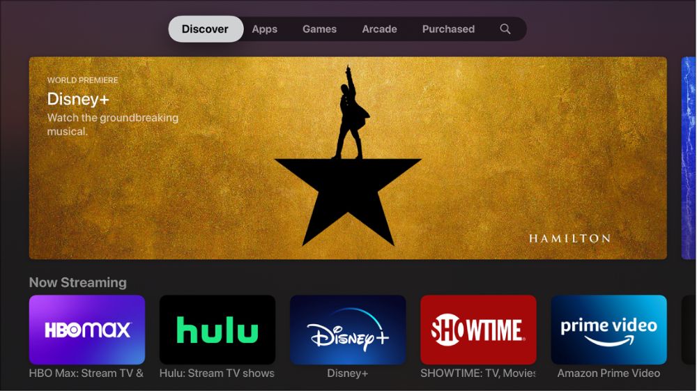 App Store на Apple TV — категории меню