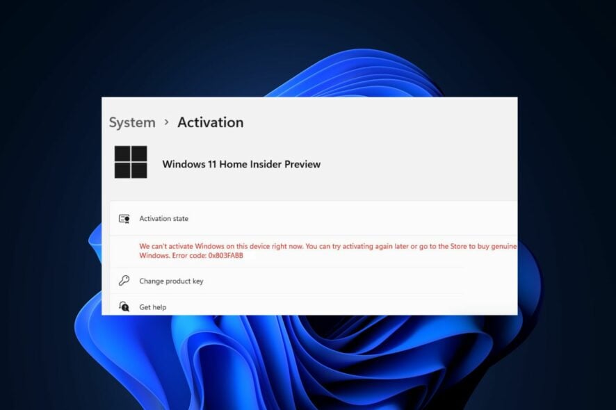 Ошибка активации Windows 0x803fabba — как исправить