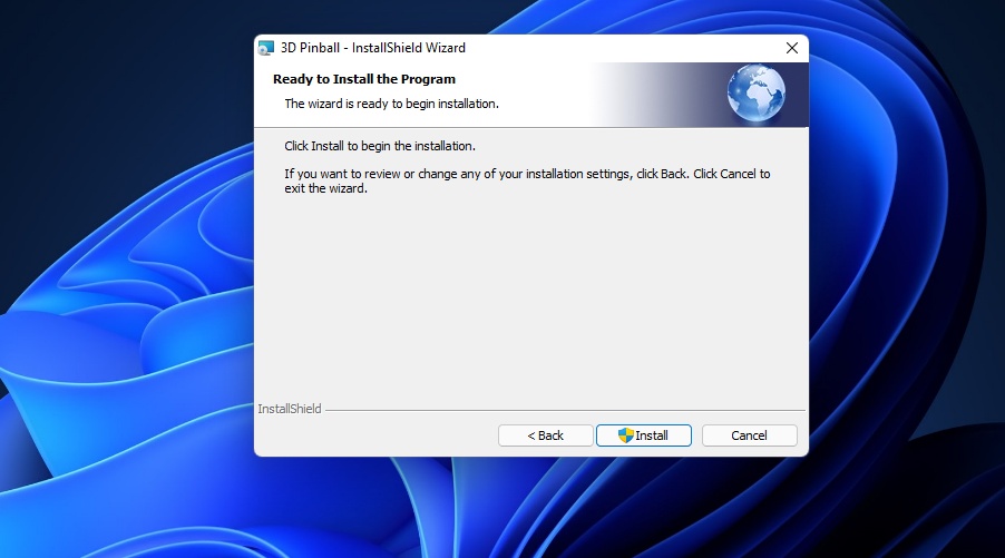 Мастер установки 3D Pinball с опцией Launch 3D Pinball