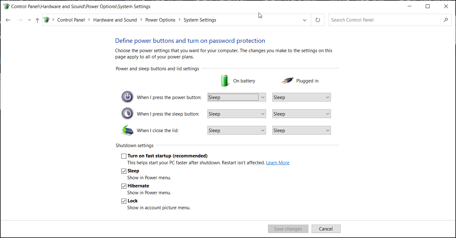 turn off fast startup Windows-10