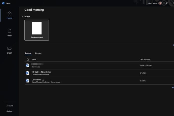 Недавние документы не отображаются в Word