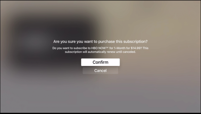 Подтверждение подписки на Apple TV