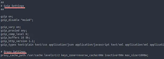 Включение gzip и proxy cache