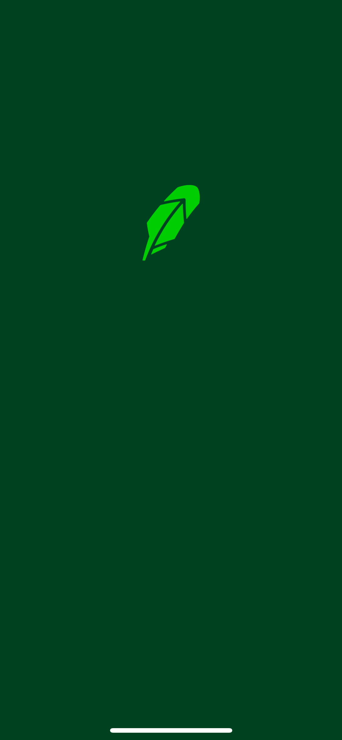 Экран приветствия приложения Robinhood