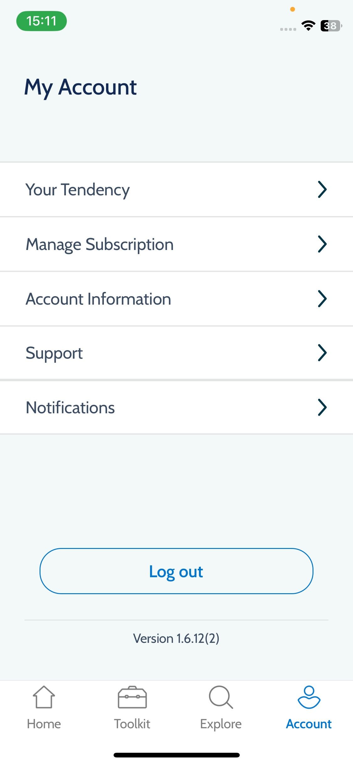 Скриншот приложения Happier — вкладка Account