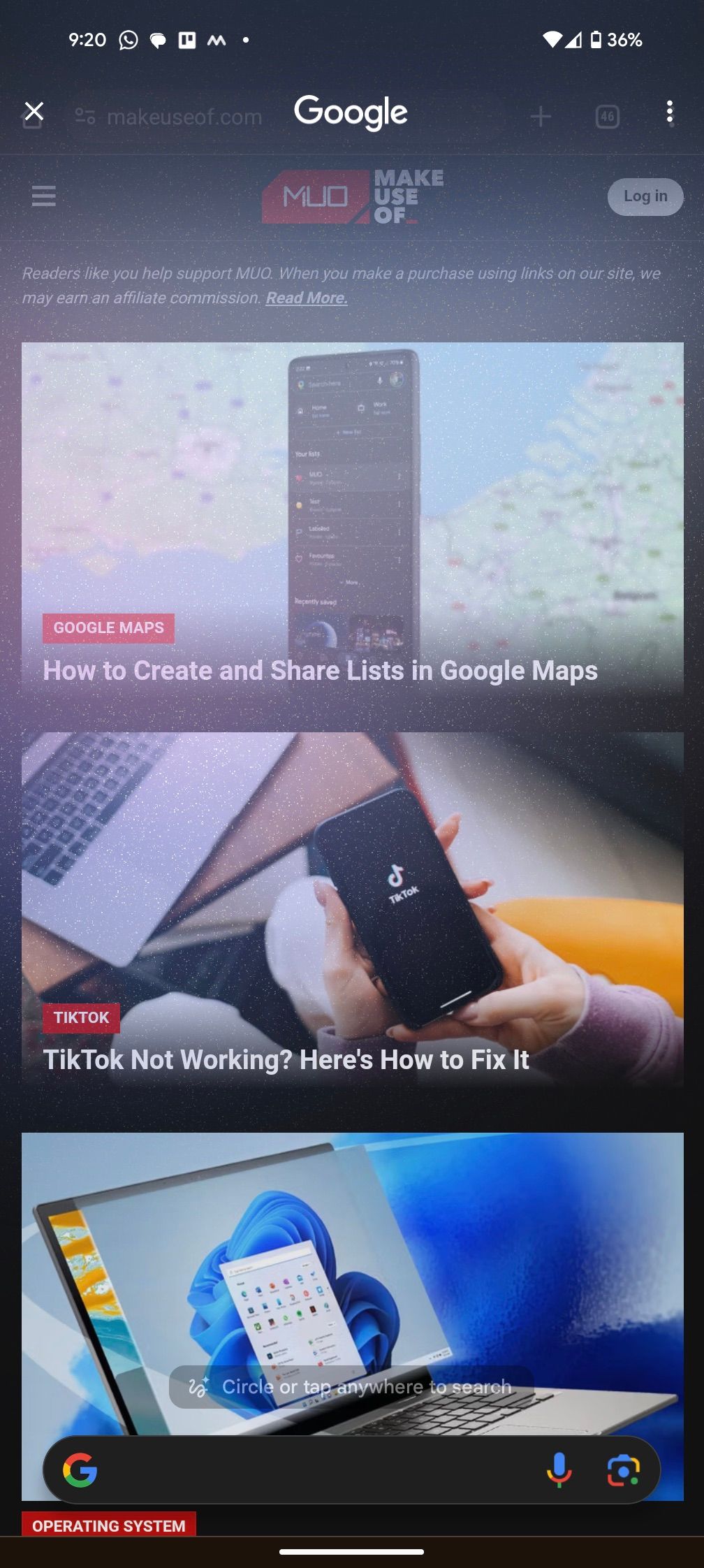 Circle to Search на телефоне Pixel