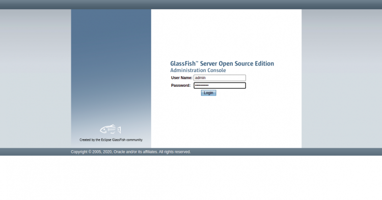 Страница входа GlassFish
