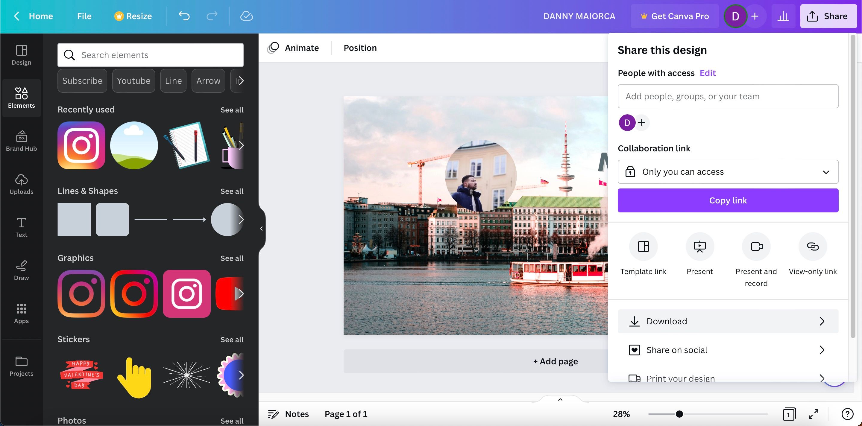 Кнопка Скачать в Canva