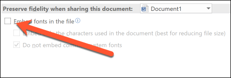 Опция встраивания только используемых символов