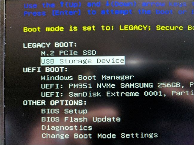 Выбор загрузочного устройства