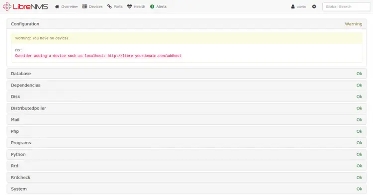 Панель LibreNMS