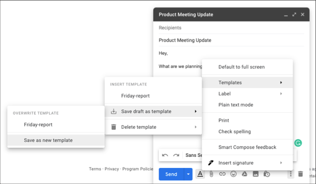 Сохраните новый шаблон в Gmail