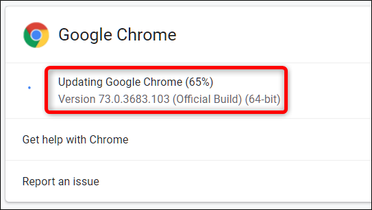 Процесс начала обновления Google Chrome