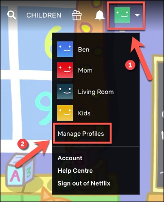 Нажмите значок профиля в правом верхнем углу, затем выберите Управление профилями