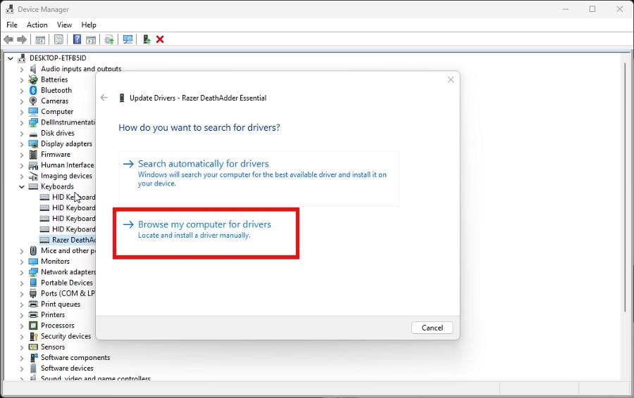 Обновление драйвера через Диспетчер устройств