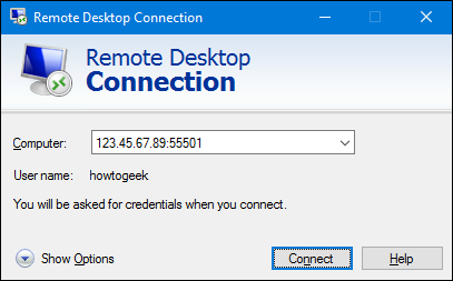 Подключение к кастомному порту RDP через клиент Remote Desktop
