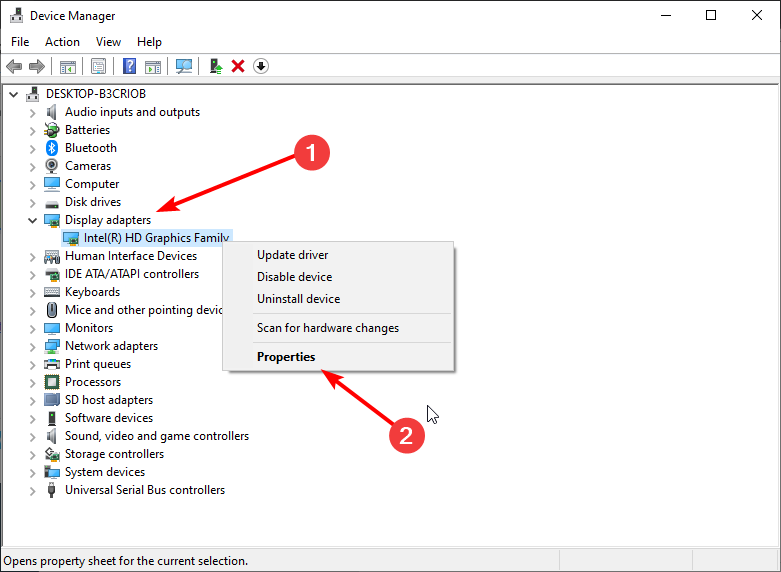 Окно свойств устройства в Диспетчере устройств