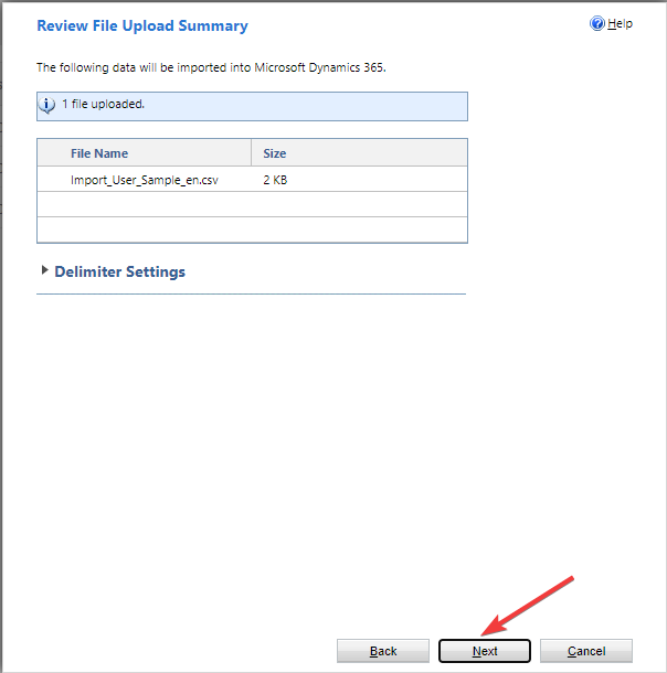 Просмотр выбранного файла перед импортом