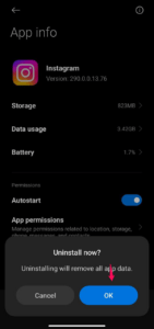 Uninstall Instagram