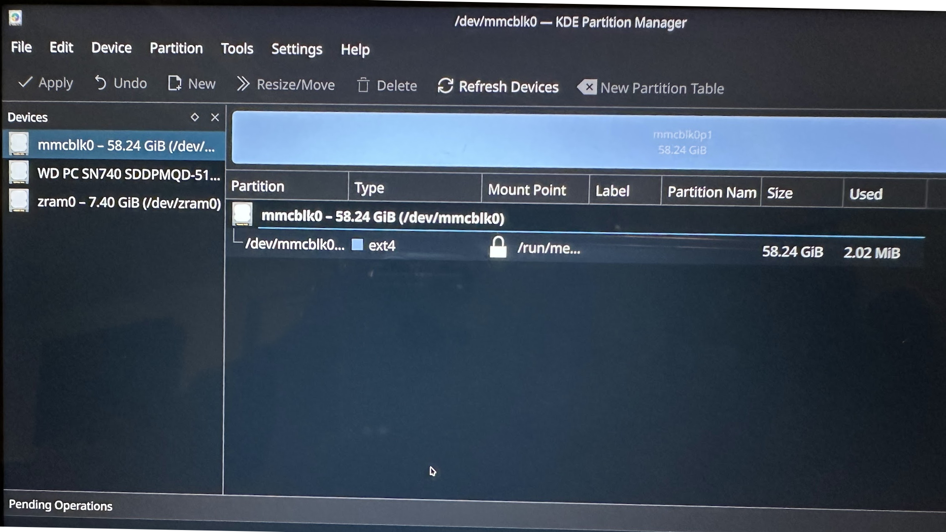 Список дисков в KDE.