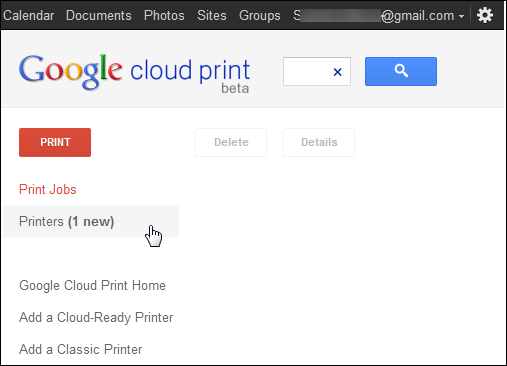 Уведомление о новом общем принтере в аккаунте Google