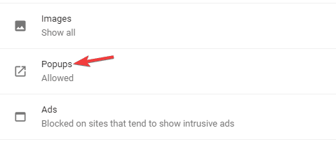 Скриншот добавления домена в список разрешённых для всплывающих окон