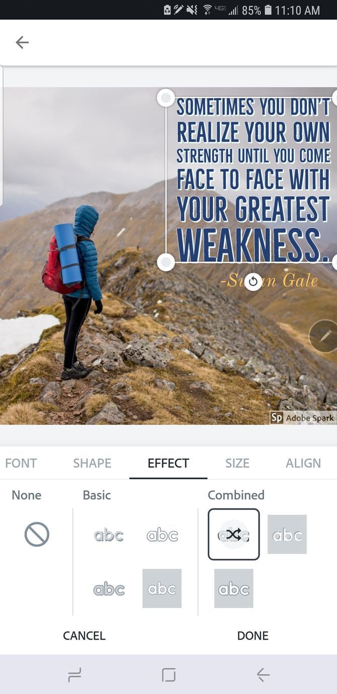 Примеры текстовых эффектов в Adobe Spark Post