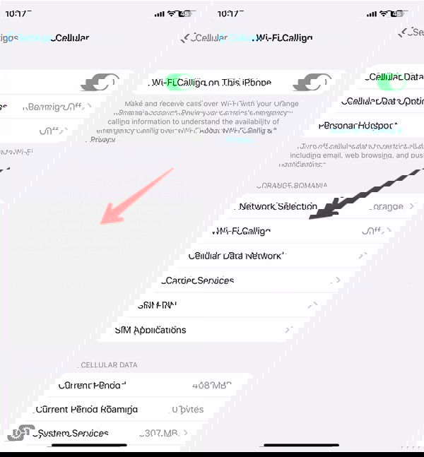 Отключите Wi‑Fi‑звонки в параметрах сотовой связи