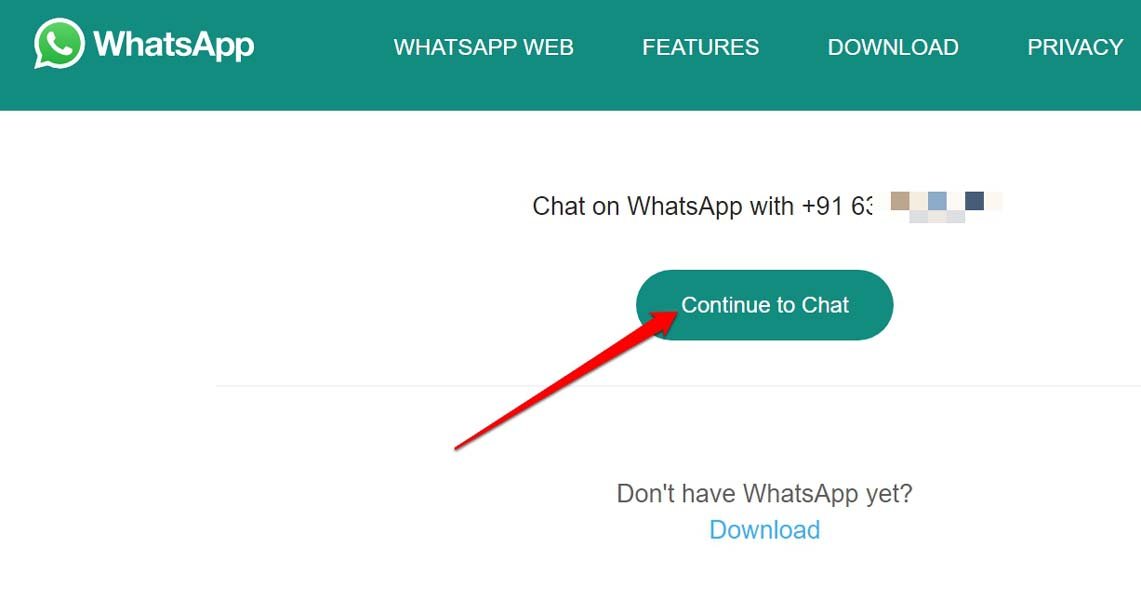 Отправка сообщения в WhatsApp на ПК без сохранения контакта