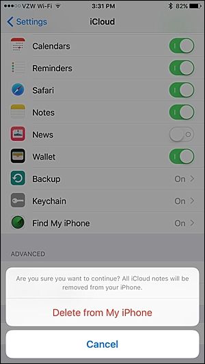 Выбор, сохранять ли данные локально при выходе из iCloud