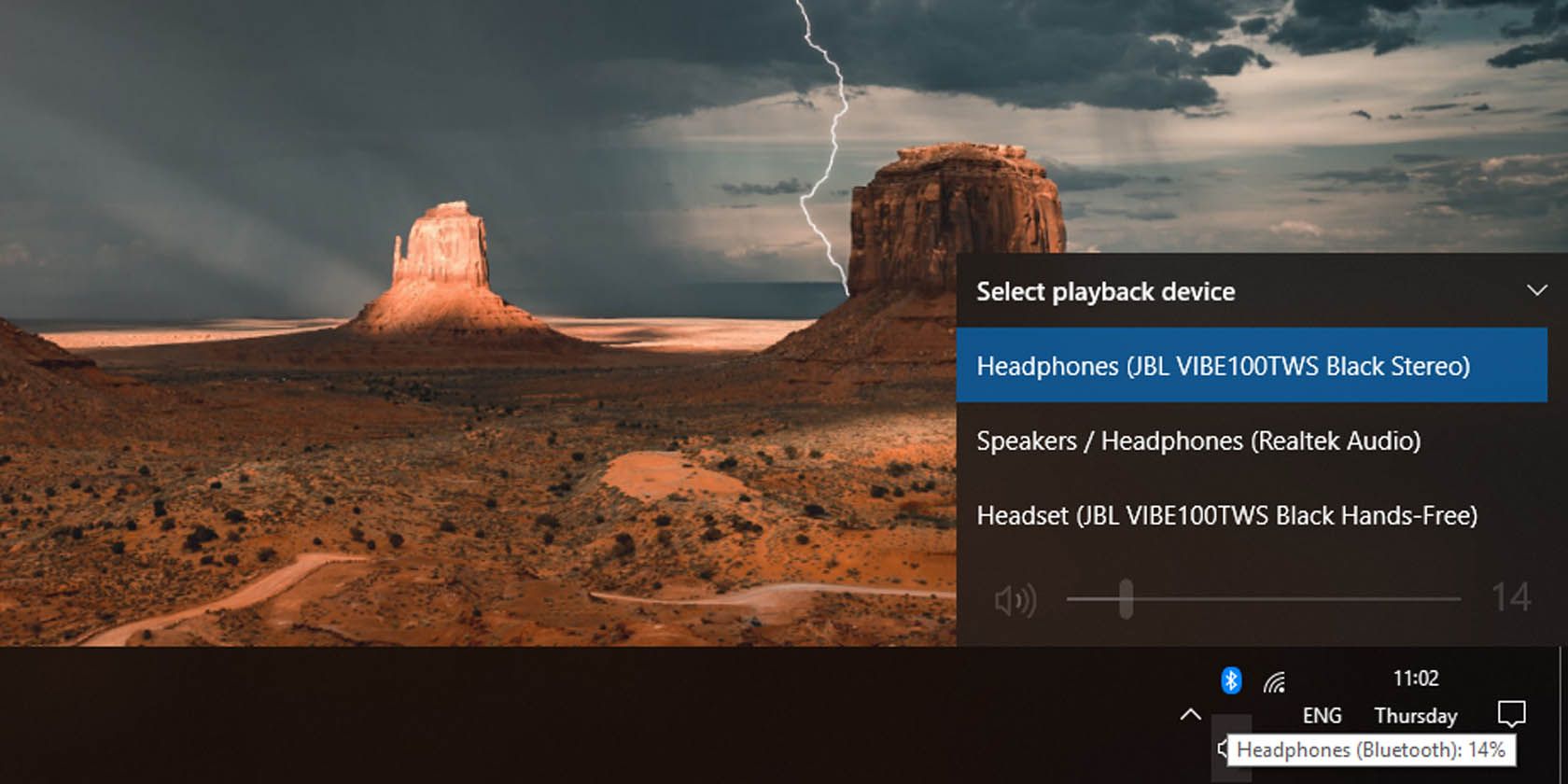 Выбор стереорежима в системном трее