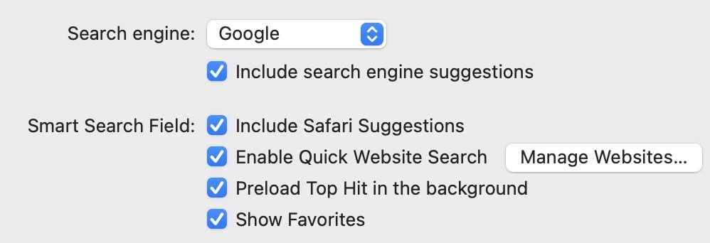Отключение подсказок в Safari на Mac