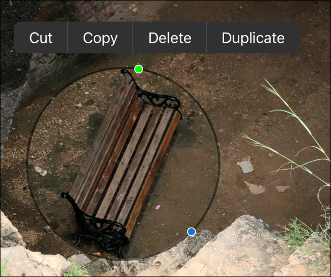 Tap the circle for options