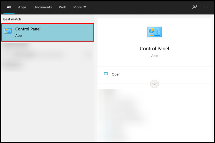 Открыть Панель управления