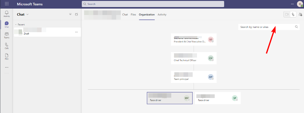 Поиск пользователей и просмотр их профилей в организационной диаграмме Teams