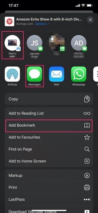 Использование Share Sheet: меню Поделиться и варианты