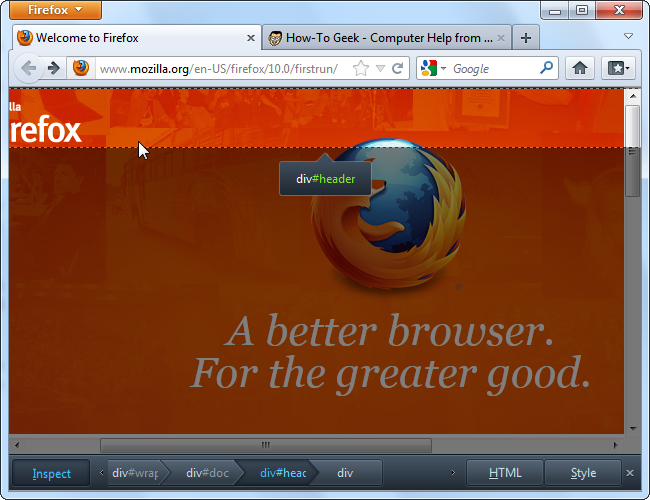HTML Inspector: Struktur des Dokuments