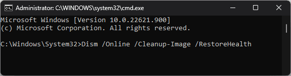 Выполнение DISM /RestoreHealth для восстановления образа Windows